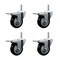 Service Caster 4 Inch Black Polyurethane Swivel 58 Inch Threaded Stem Caster Set with Total Lock Brake SCC-TSTTL20S414-PPUB-BLK-58212-4 - alternate 1